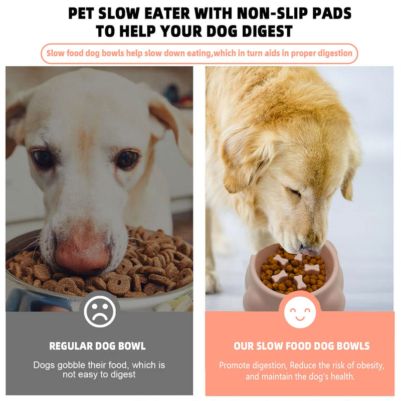 Slow Feeder Dog Bowls,Non Slip Maze Puzzle Dog Bowl Interactive Bloat Stop Dog Bowl Preventing Choking Healthy Dog Bowl for Small Medium Dogs & Dry, Wet Foods Pink - BeesActive Australia