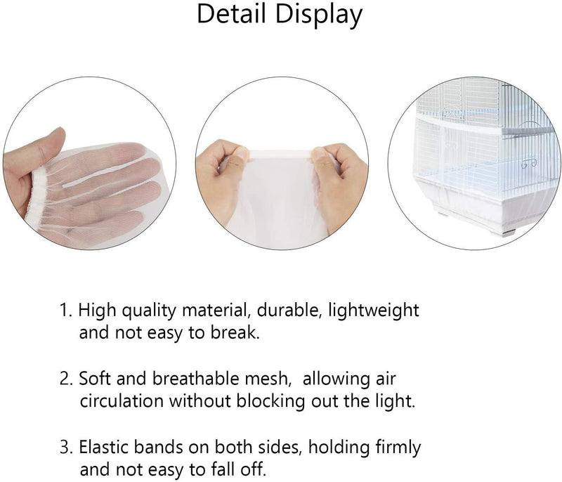 GOTOTOP 4 Colors Ventilated Nylon Bird Cage Cover Shell Seed Catcher Pet Products Large Size Bird Cage Seed Catcher Seeds Guard Parrot Nylon Mesh Net Cover Stretchy Shell Skirt Traps Cage Basket White - BeesActive Australia