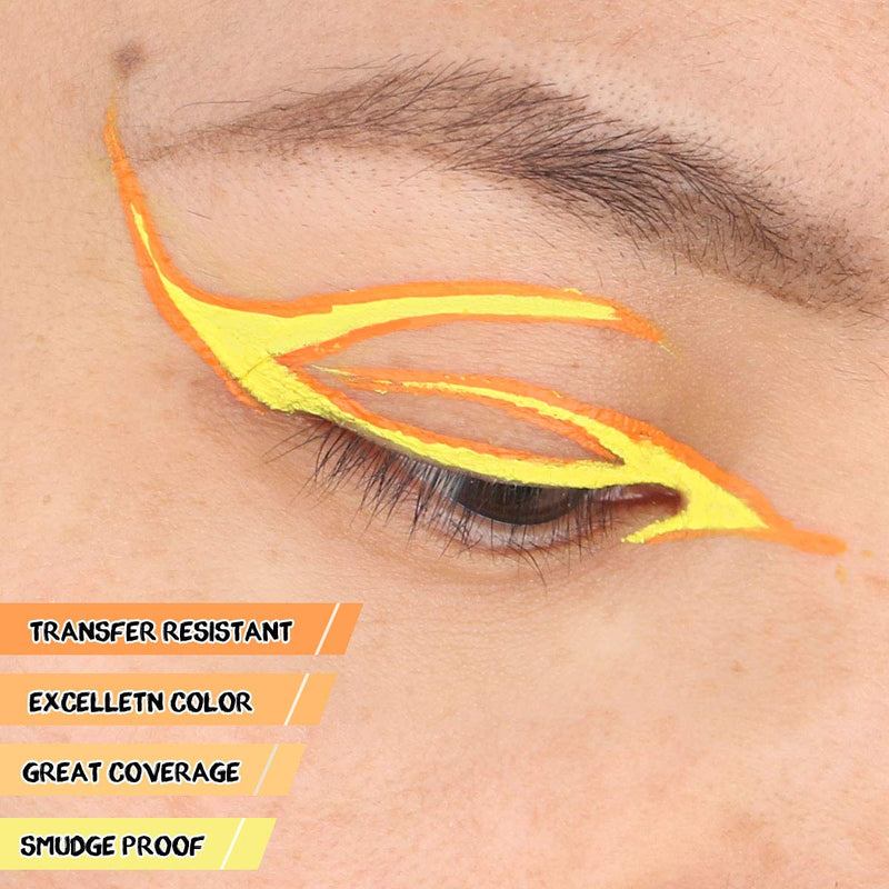 Bowitzki Water Activated Split Cake Eyeliner Retro Hydra Liner Makeup Yellow and Orange Color Face Body Paint - BeesActive Australia