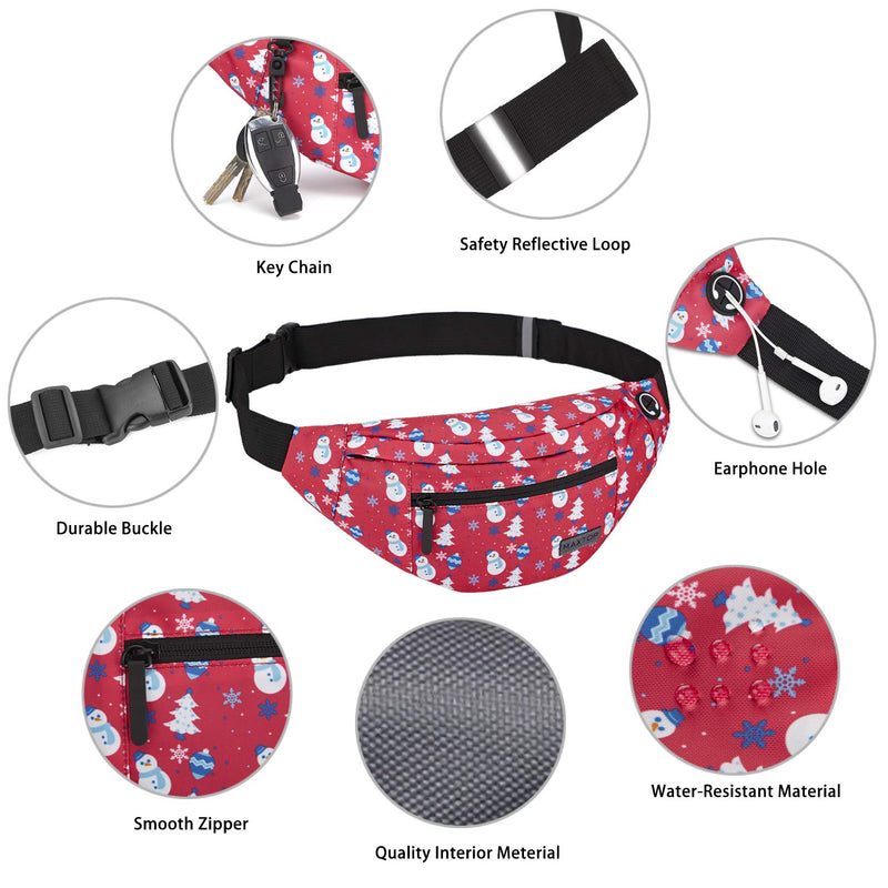 MAXTOP Large Fanny Pack with 4-Zipper Pockets,Gifts for Enjoy Sports Festival Workout Traveling Running Casual Hands-Free Wallets Waist Pack Crossbody Phone Bag Carrying All Phones Snowman - BeesActive Australia