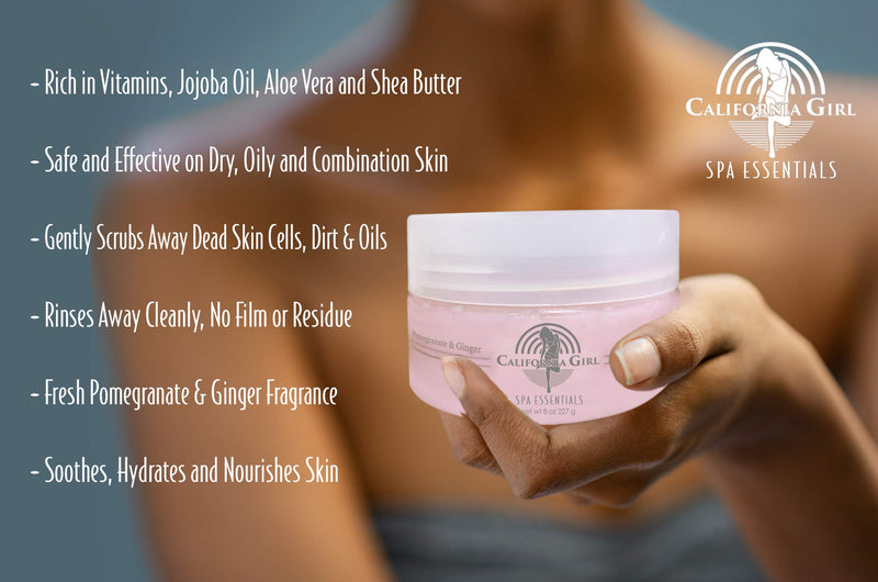 California Girl Spa Essentials Sugar Scrub, 8 oz., Deep Exfoliating Pore Cleanser for Dirt, Oils, and Dead Skin, Nourishes Face and Body with Vitamin E, Jojoba, and Aloe Vera 8 Ounce - BeesActive Australia