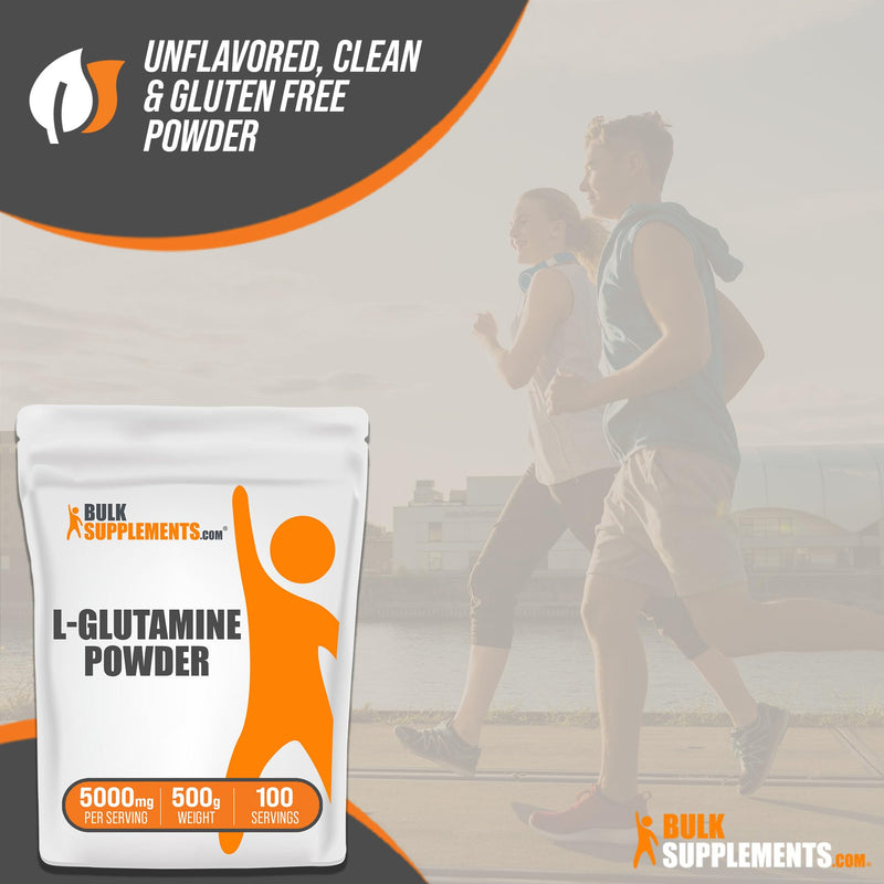 BULKSUPPLEMENTS.COM L-Glutamine Powder - Glutamine Supplement, L Glutamine 5000mg, L Glutamine Powder - Gut Health & Recovery, Unflavored & Gluten Free, 5000mg (5g) per Serving, 500g (1.1 lbs) 1.1 Pound (Pack of 1) - BeesActive Australia
