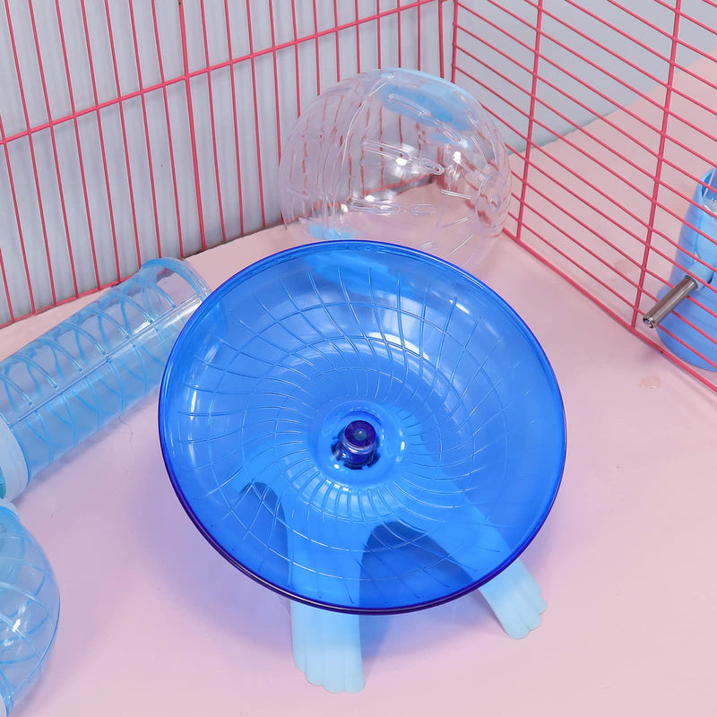 Hamster Wheel Saucer Silent Spinner/ Quiet Exercise Flying Runner for Dwarf Hamster/Gerbil Rat/Small Cage Blue - BeesActive Australia