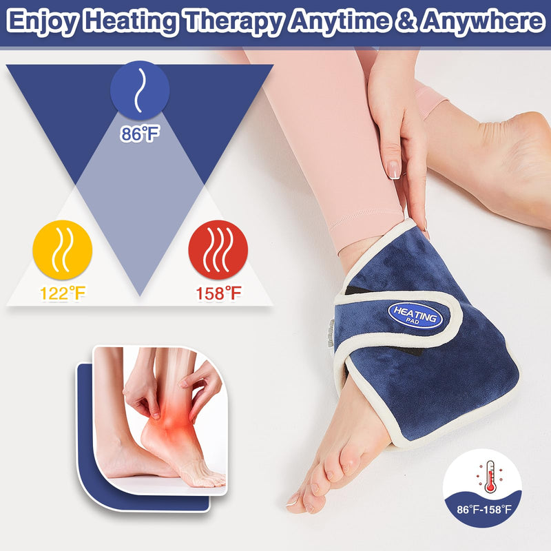 AOBOCO 1 Pack Ankle Heating Pad for Pain Relief - Foot Ankle Wrap for Planters Fasciitis/Achilles Tendinitis - Auto Shut Off & 86℉-158℉ Adjustable Heated Ankle Brace for Men/Women - BeesActive Australia