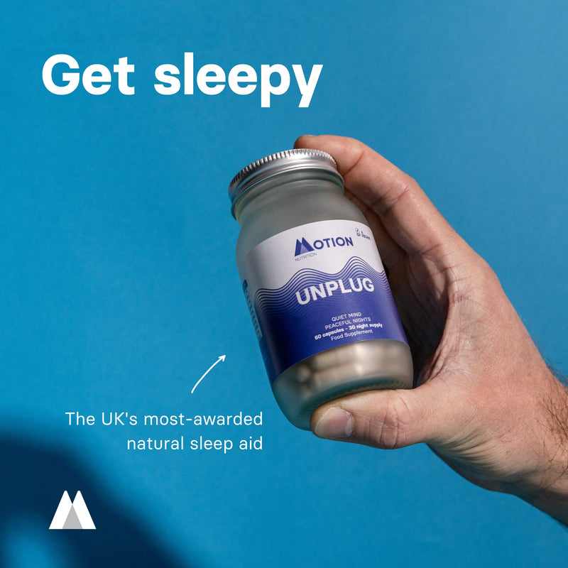 Motion Nutrition Unplug Night Time Nootropic (60 Capsules) | Award Winning Natural Sleep Aid to Calm Your Mind, Help You Fall Asleep Faster & Wake Up Well Rested | Sedative Free | Vegan & Made in UK 60 Count (Pack of 1) - BeesActive Australia