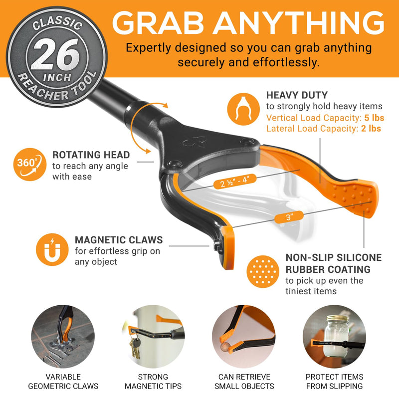 EZPIK® 32 and 36 inches Extra Long Reach Grabber Tool Parent (26" (Pack of 1)) 26" (Pack of 1) - BeesActive Australia