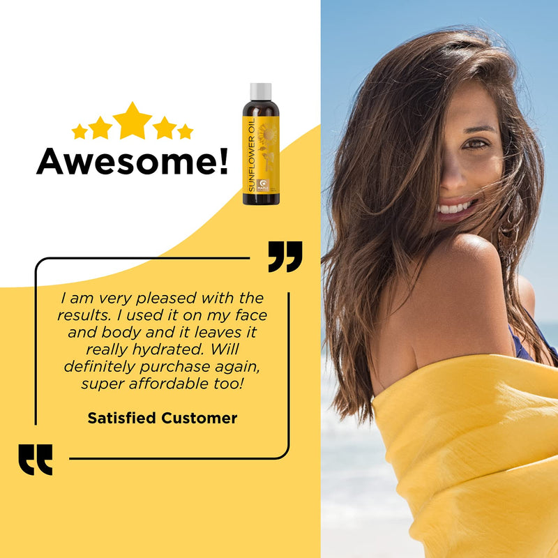 Sunflower Oil for Hair Skin and Nails - Aromatherapy Carrier Oil for Essential Oils Mixing and Hair Oil - Body Massage Oil Cleanser for Face Anti Aging Skin Care and Moisturizing Body Oil for Dry Skin - BeesActive Australia