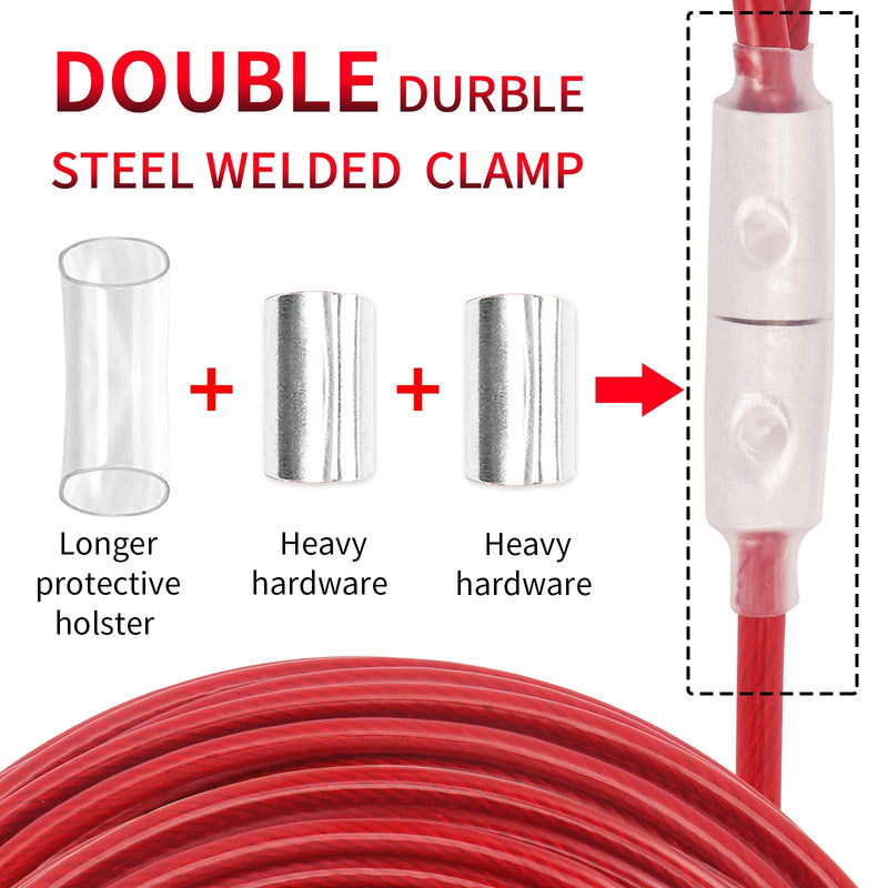 Strong Dog Tie Out Cable With Steel Bukle,10/20/30/50/100 ft Heavy Duty Tie Out Cable for Dogs Up to 250 lbs, Long Dog Training Leash for Medium Large Dogs,Anit Rust Chew Proof Dog Yard Lead Leash for Yard, Camping, Park, Outside 10ft Red - BeesActive Australia