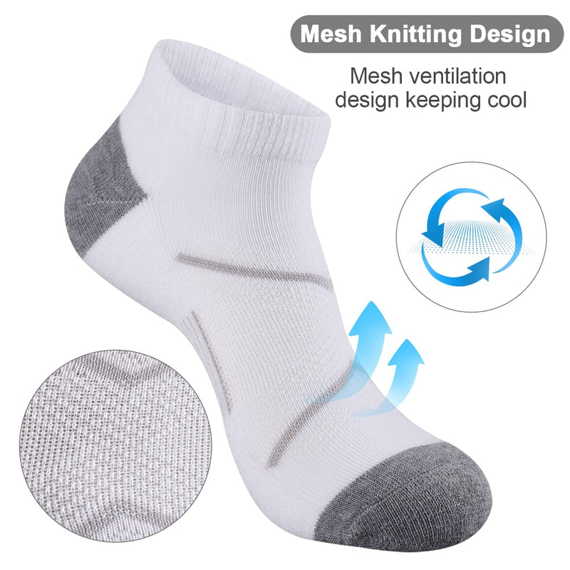 COOVAN Mens Athletic Ankle Socks men Low Cut Running Cushioned Performance Sock 6 Pack 6pack-light Grey One Size - BeesActive Australia