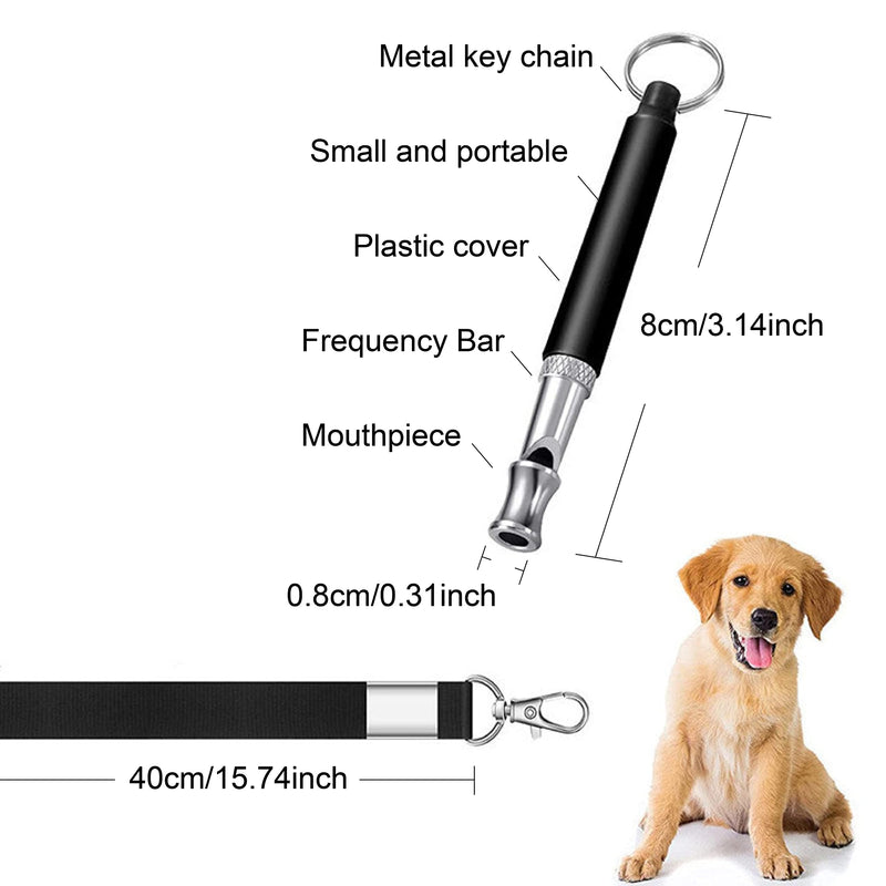 2 Pack Dog Whistle to Make Dogs Come to You,Adjustable Frequency Professional Ultrasonic Dog Whistle to Stop Barking,Dog Training Whistles with Black Neck Lanyard （1pcs Dog Poop Bag Holder） - BeesActive Australia