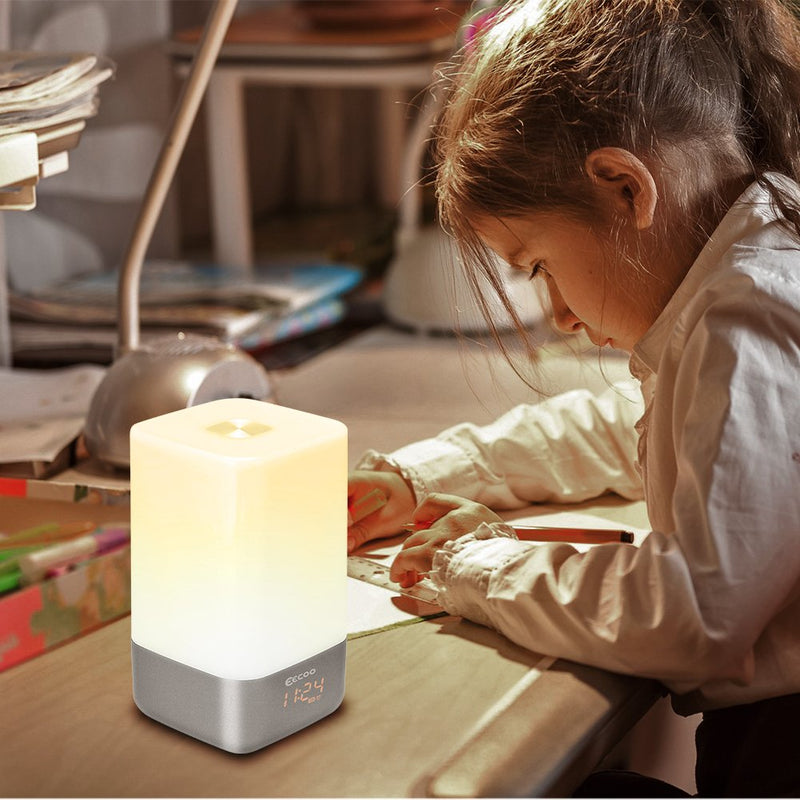 Fdit Wake-Up Light Alarm Clock Sunrise Simulation Bedside Lamp with 5 Natural Sounds Night Light White - BeesActive Australia