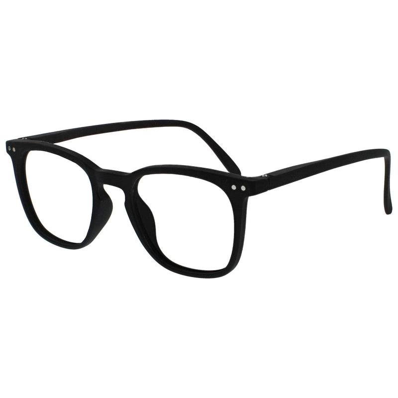 Opulize Bex Mens Reading Glasses Large Designer Style Matt Black R64-1 +1.00 +1.00 Magnification - BeesActive Australia