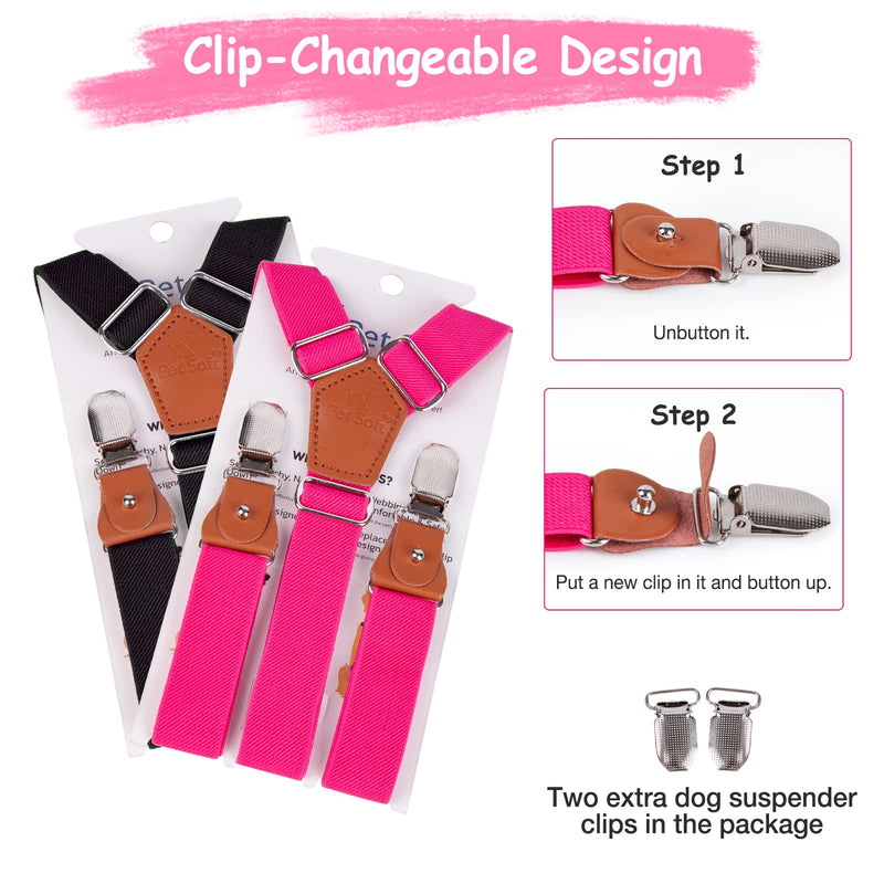 Pet Soft Dog Suspenders 2 Pieces Female Dog Diaper Suspenders for Dogs Diaper Keeper Suspender for Dog Skirt, Dog Dress Black & Pink M/L - BeesActive Australia