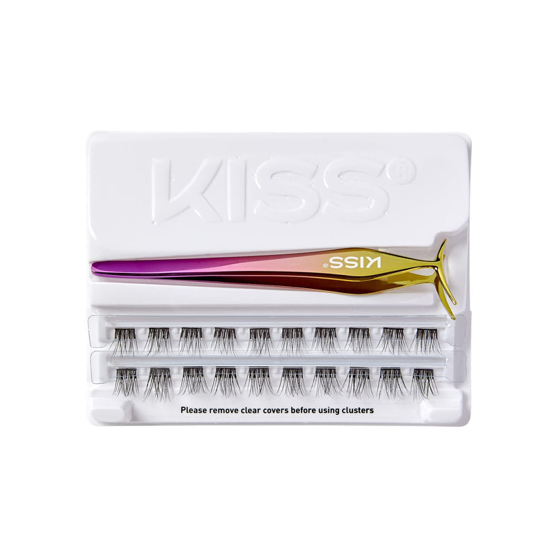 KISS imPRESS Press-On Falsies Eyelash Clusters Kit, Natural, Black, Fuss Free, Invisible Band, Natural, 24 Hours, No Damage, No Sticky Residue, Gorgeous, Flawless, Quick & Easy | 20 Clusters - BeesActive Australia