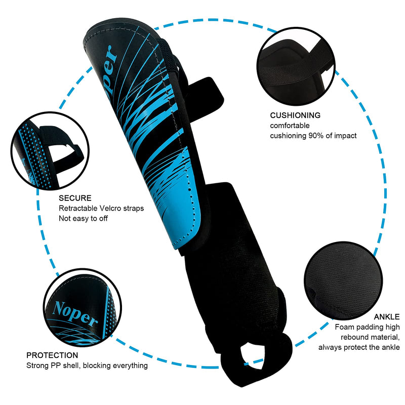Soccer Shin Guards for Kids Youth, Shin Guard and Shin Guard Sleeves for Boys and Girls for Football Games EVA Cushion Protection Reduce Shocks and Injuries C-Blue03+Black03 Large - BeesActive Australia