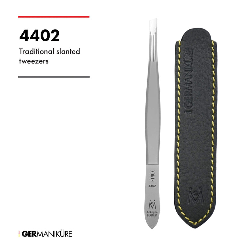 GERMANIKURE Slanted Tweezers in Leather Case - Made in Solingen Germany - BeesActive Australia