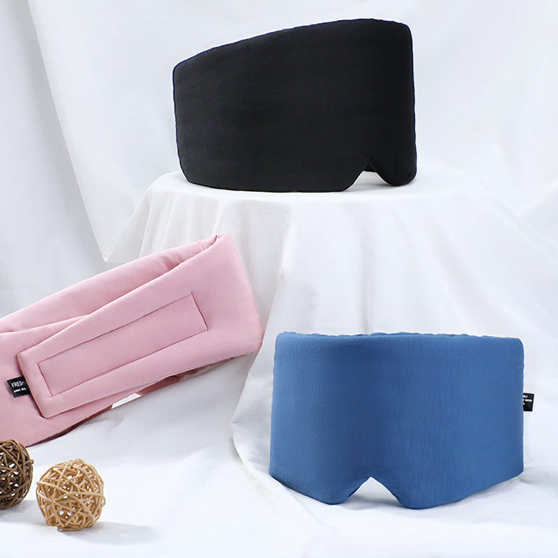 FRESHME Sleep Mask Blackout - Handmade Cotton Sleep Mask for Women Men Eye Mask for Sleeping Black Soft Eye Cover for Sleeping with Adjustable Veclro Breathable Eye Blindfold for Night Nap Travel - BeesActive Australia