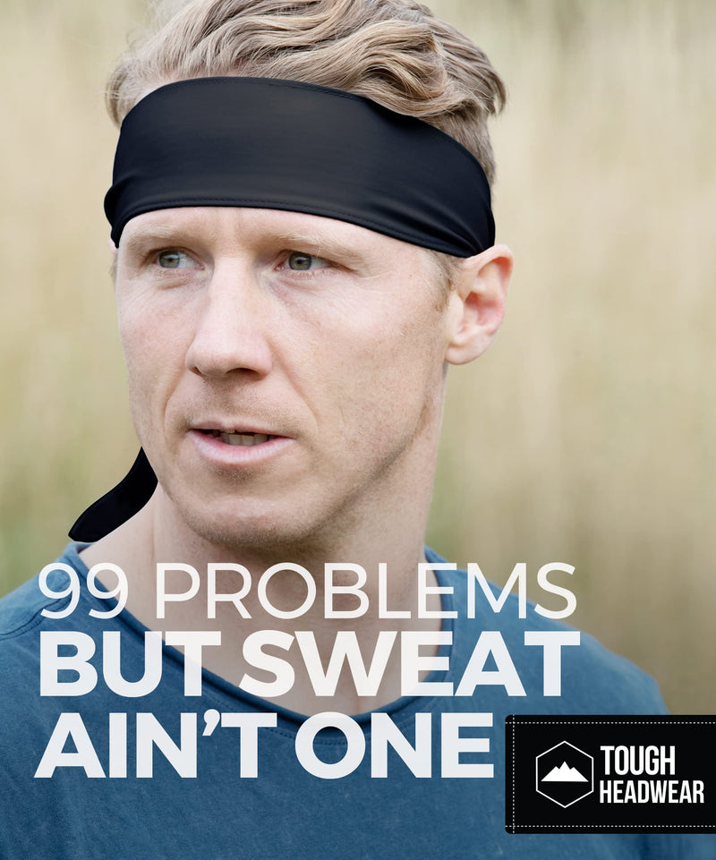 Tie Headband - Sports Head Ties for Men, Women, Kids - Ninja, Karate, Tennis, Pirate Head Band & Bandana - Athletic Sweatband/Hair Band for Basketball, Softball, Running, Workout - Sweat Wicking Midnight Black - BeesActive Australia
