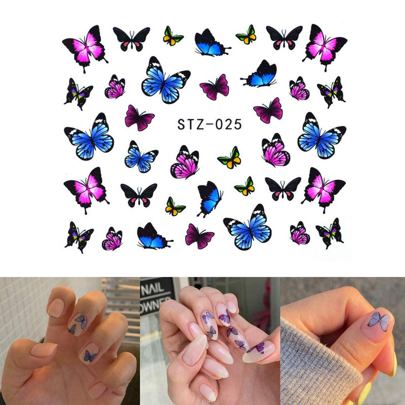 Butterfly Nail Art Stickers 30 Sheets, Water Transfer Nail Art Decals Stickers, Colorful Butterfly Design Stickers Foil Paper Printing Transfer for Nails Art Manicure DIY Decoration - BeesActive Australia