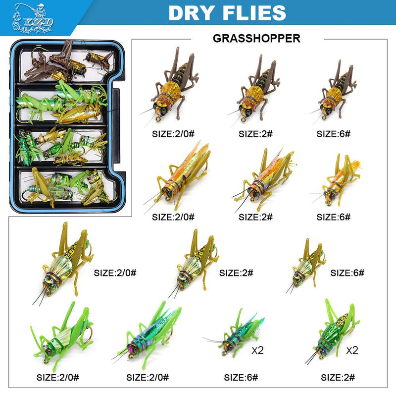 YZD Salmon Fly Fishing Flies Collection Dry Wet Nymph Fly Assortment with Fly Box Flyfishing Flys Lures Kits 19-A-D-02 15PCS - BeesActive Australia