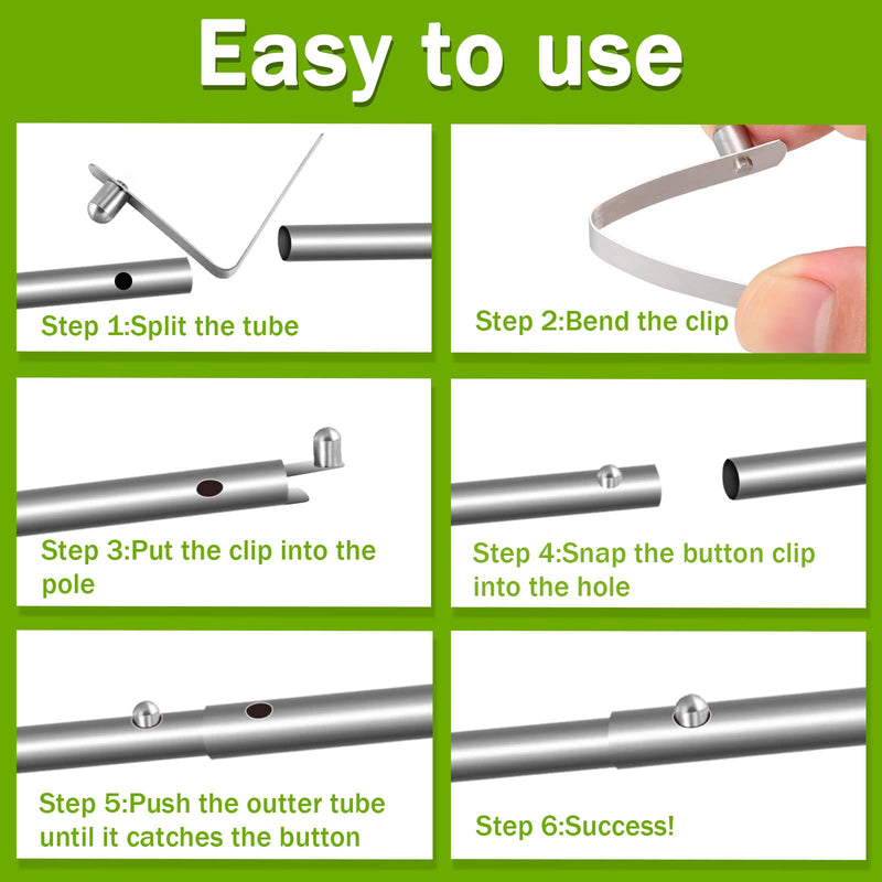 Moxweyeni 8 Pieces Tent Pole Clips Tent Pole Push Button Spring Clips Stainless Steel Kayak Paddle Spring Snap Clips Locking Tube Pin for Camping Kayak Paddle Tent Pole - BeesActive Australia