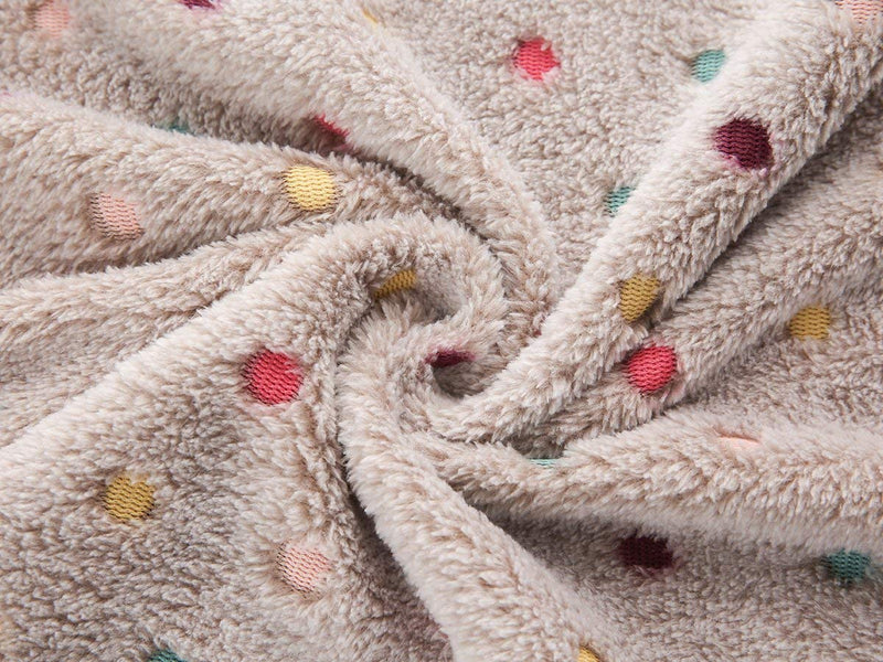 1 Pack 3 Blankets Super Soft Cute Dot Pattern Pet Blanket Flannel Throw for Dog Puppy Cat Beige/Brown/Pink Small Small (Pack of 3) - BeesActive Australia