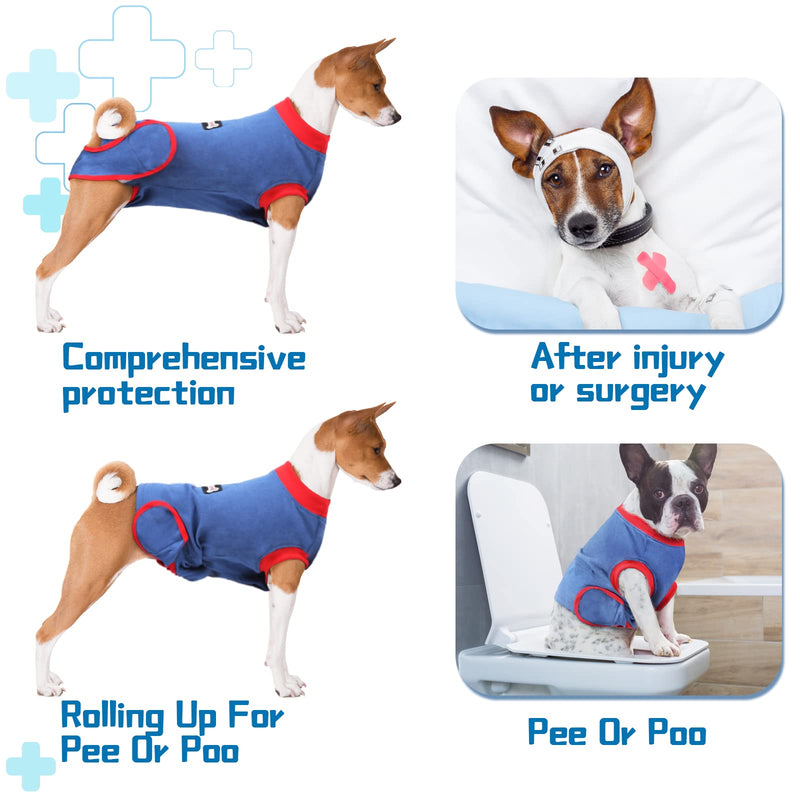 Supet Dog Recovery Suit for Dogs Cats After Surgery, Pet Surgery Recovery for Dog Substitute E-Collar & Cone, Prevent Licking Dog Wound Puppy Surgical Clothes L（ Back Length：15.7"-18.9"） Blue - BeesActive Australia