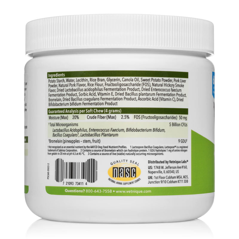 Profivex Probiotics for Dogs Soft Chews Daily Chewable Pet Digestive Treats All-Natural 5 Strain Dog Probiotics with Prebiotics & Added Fiber from Sweet Potato - by Vetnique Labs 60ct - BeesActive Australia