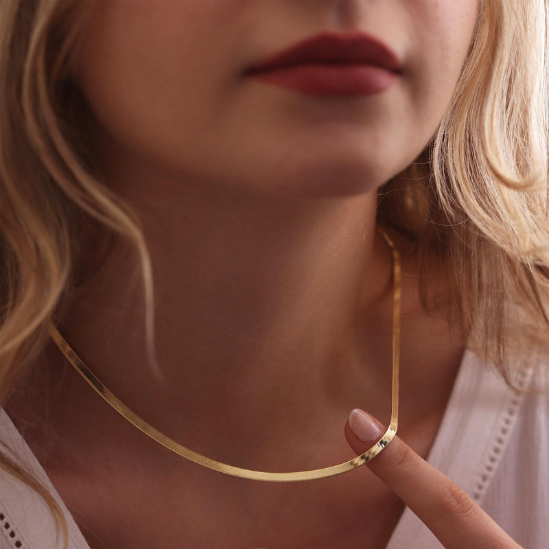 Risamil Gold Necklace for Women, 14K Gold Plated/Silver Layered Necklaces for Women, Dainty Gold Necklace Set Chain Choker Necklace Gold Jewelry Gift for Women and Girls Layered Gold Necklaces(Herringbone/Chain) - BeesActive Australia