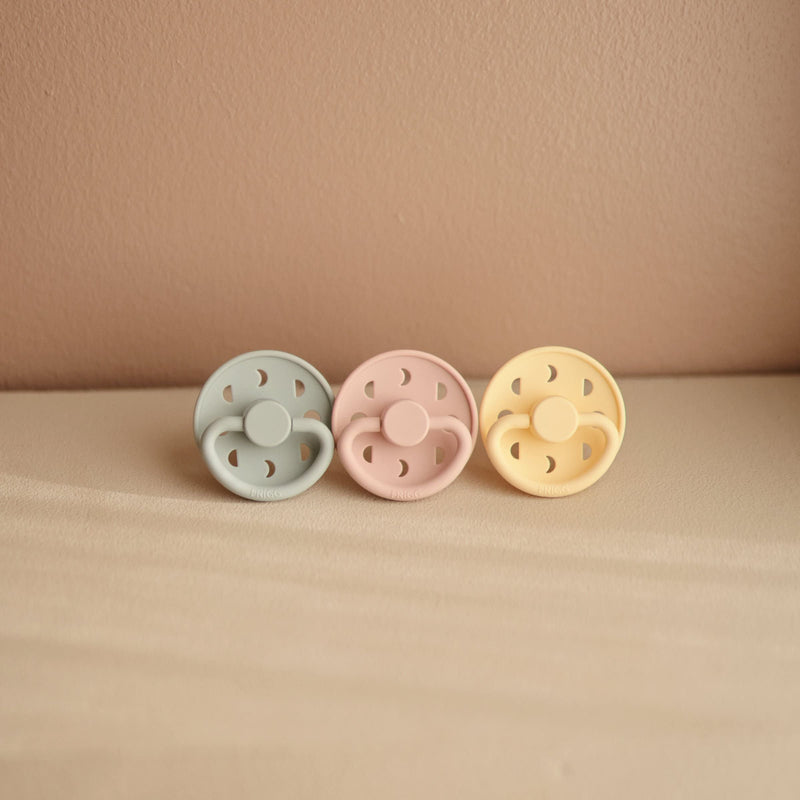 FRIGG Moon Natural Rubber Baby Pacifier | Made in Denmark | BPA-Free (Sage/Portobello, 0-6 Months) 2-Pack 0-6 Month Sage/Portobello - BeesActive Australia