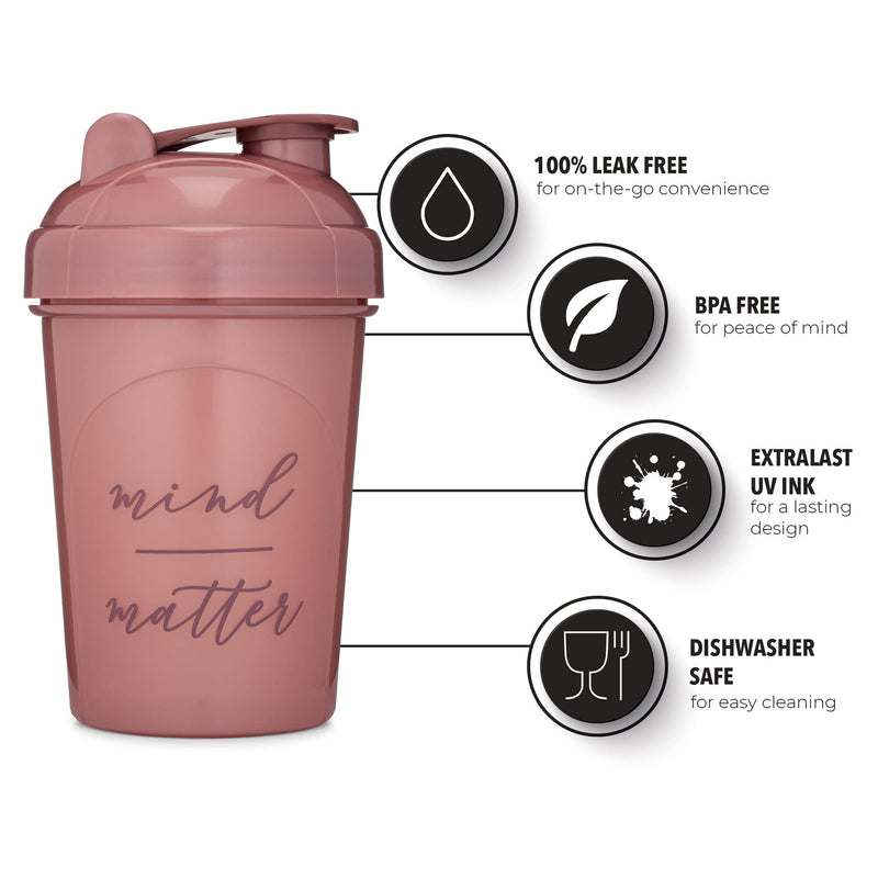 GOMOYO [2 Pack] 20-Ounce Shaker Bottle with Motivational Quotes (Plum & Rose) | Protein Shaker Bottle with Mixer Agitators | Shaker Bottle for Protein Mixes Pack is BPA Free and Dishwasher Safe 20 Ounces | 2 Pack Plum & Rose - BeesActive Australia