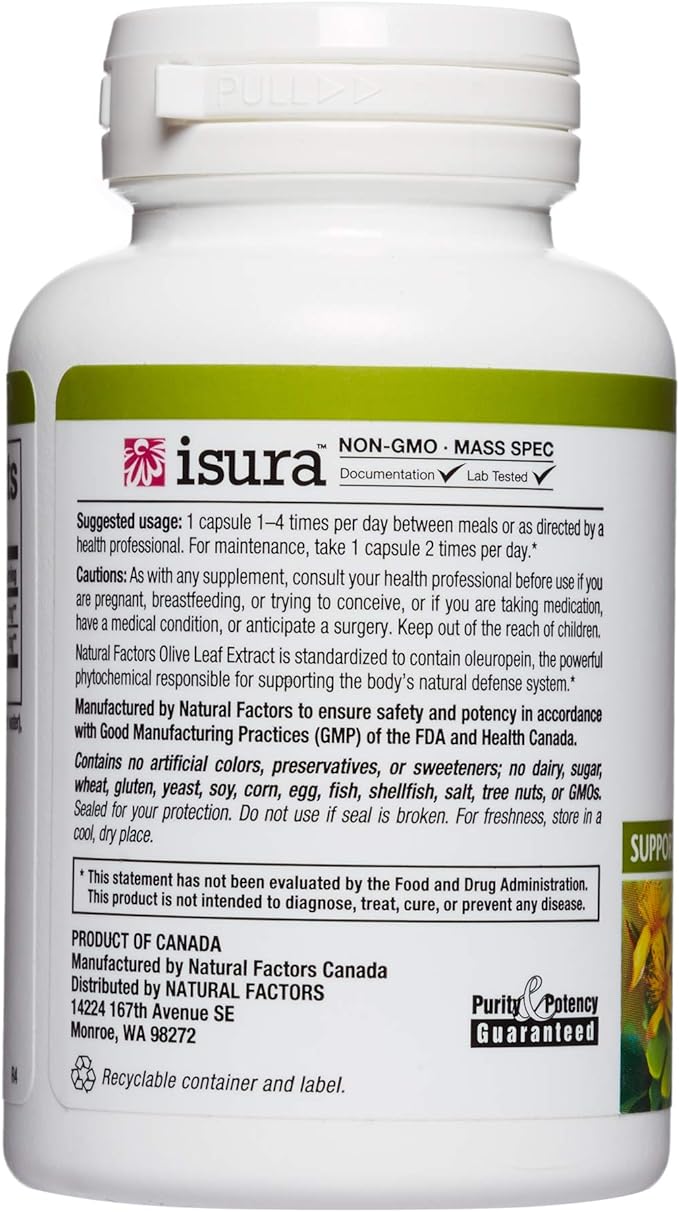 Natural Factors Olive Leaf Extract, 60 Caps 500 mg - BeesActive Australia