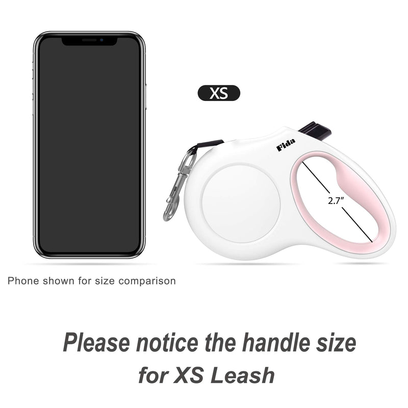 Fida Retractable Dog Leash with Dispenser and Poop Bags for X-Small/Small/Medium/Large Breed, 16 ft Heavy Duty Pet Walking Leash, Anti-Slip Soft Handle, Reflective Strong Nylon Tape, One-Handed Brake X-Small, 10ft White - BeesActive Australia