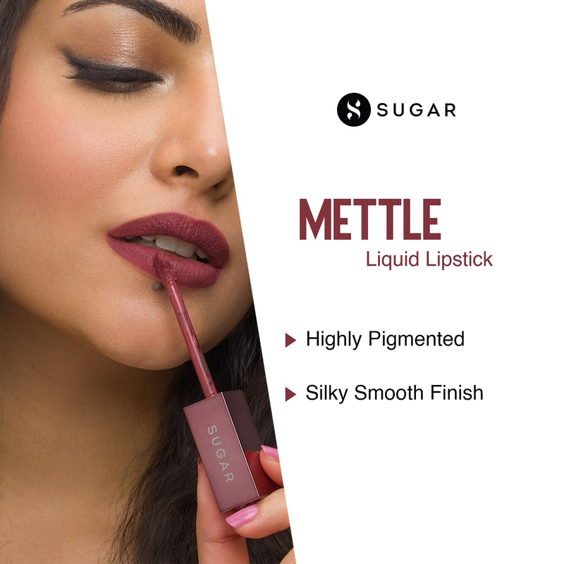 SUGAR Cosmetics Mettle Liquid Lipstick - 07 Bellatrix (Mauve pink with brown undertones) Creamy Lightweight Texture, Silky Smooth Lips 07 Bellatrix (Mauve pink with brown undertones) - BeesActive Australia