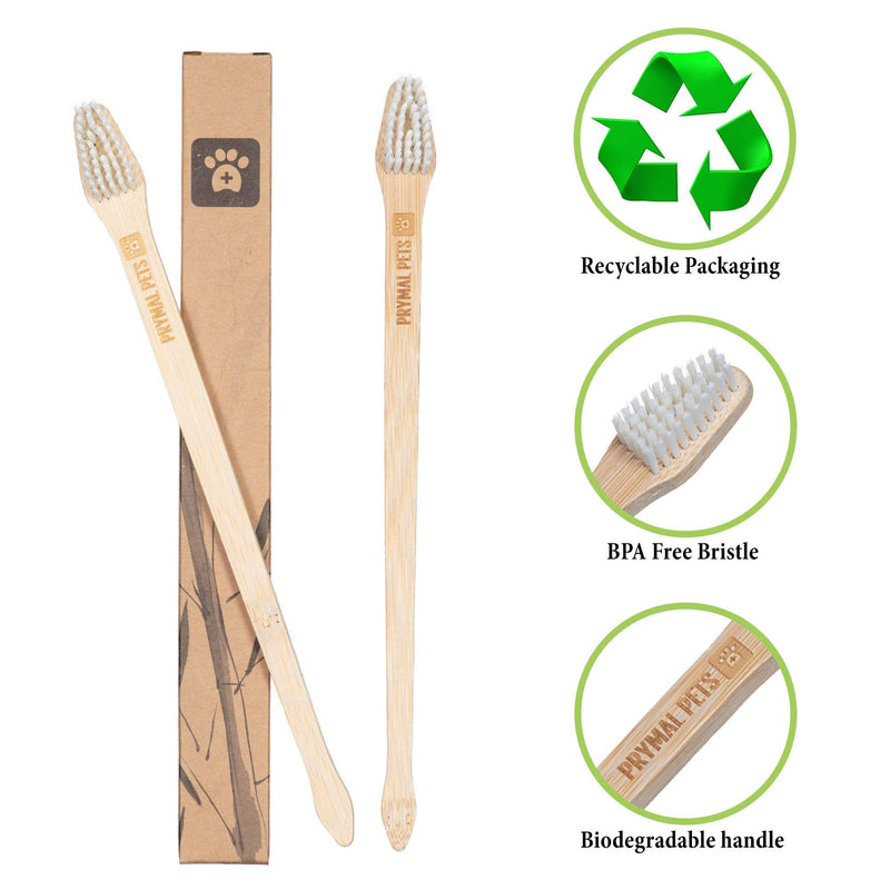 Prymal Pets Dog Toothbrush - 4-Pack Bamboo Toothbrush for Dogs + Cats - Soft Bristles - Gentle Pet Toothbrush for Easy Dog Teeth Brushing Dental Care 4 Count (Pack of 1) - BeesActive Australia