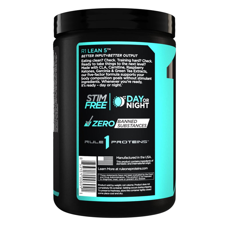 Rule 1 R1 Lean5, Blue Razz Lemonade - 11.9 oz - Stimulant-Free Formula with CLA, Garcinia Cambogia Extract & Carnitine - 60 Servings - BeesActive Australia