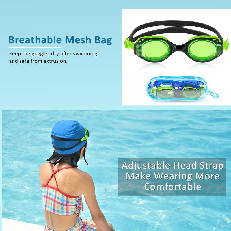 Kids Swim Goggles, 2 Pack Swimming Goggles Anti Fog No Leaking Goggles for Kids Children Girls and Boys(6-14) - BeesActive Australia