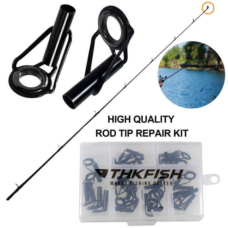 THKFISH Rod Tip Repair Kit Rod Repair Kit Fishing Rod Tips Stainless Steel Ceramic Ring Guide Rod Repair Replacement 6Sizes 30pcs/80pcs - BeesActive Australia