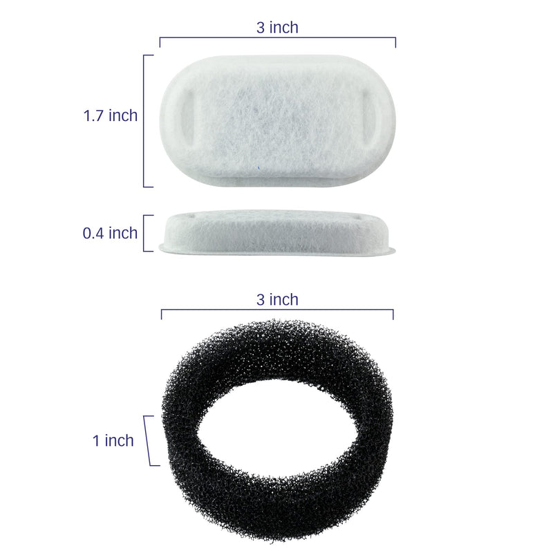 PET STANDARD Replacement Water Filter & 12 Pack Replacement Pre-Filter Sponges Compatible with PETLIBRO® Stainless Steel Pet Water Fountain Model #PLWF003, 67oz/2L, Cat Water Fountain Pack of 12 - BeesActive Australia