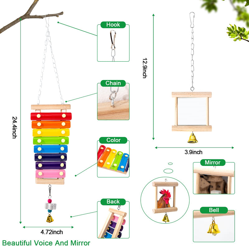 Hipykat 6 Packs Chicken Toys Set - with Chicken Xylophone Toy, Chicken Mirror, Chicken Ladder Bridge, Coop Swing, Vegetable Hanging Chicken Feeder, Chewing Foraging Toys, Accessories for Hens - BeesActive Australia