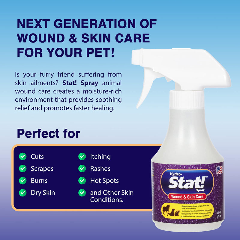 Stat! Spray Pet Wound & Skin Care | First-Aid Treatment for Dogs, Cats, Horses | Natural Plant Based Ingredients | Speeds Healing of Cuts, Burns, Hot Spots, Skin Allergies | Soothing Anti-Itch Formula 8 oz - BeesActive Australia