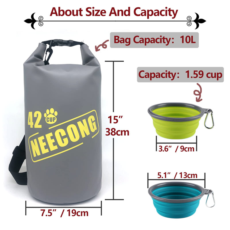 NEECONG Dog Food Travel Bag with Collapsible Dog Travel Bowls, 42 Cup Dog Food Storage System for Camping, Travel and Everyday-10L Dog Food Dry Bag - BeesActive Australia