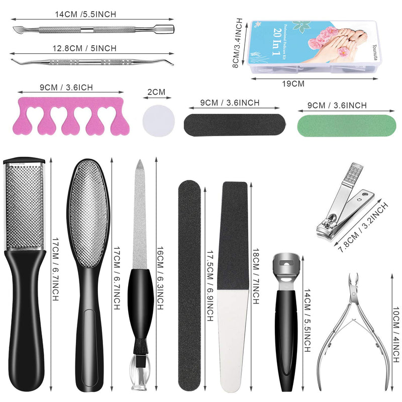 Pedicure Kit Tool 20 in 1, Professional Foot File Foot Care Kit Foot Scrubber Nail Tools Supplies Set, Toe Nail Clippers Foot File Scraper Rasp Care Kits, Dry Cracked Feet Men Women Salon Home - BeesActive Australia