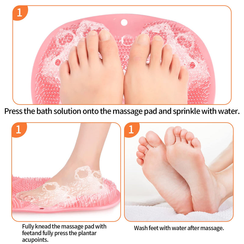 2 Pcs Foot Scrubber Cleaner Massager, Shower Foot Massager Cleaner Mat, Bath Feet & Toe Cleaner Massager Brush Pad with Non-Slip Suction Cups Massaging Bristles for Exfoliation Acupressure - BeesActive Australia