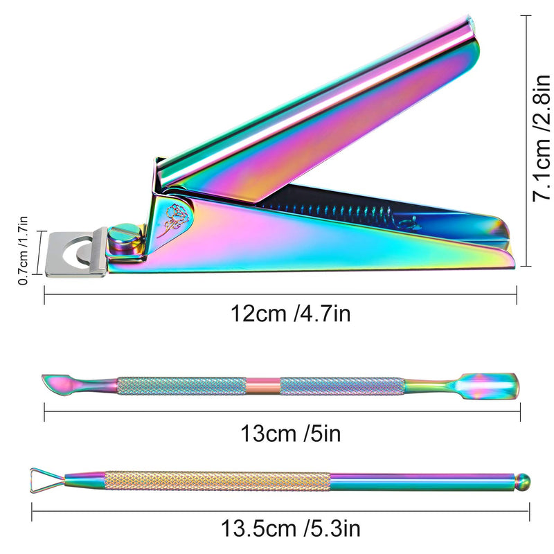 4 Pieces Cuticle Trimmer Nail Nipper for Acrylic Includes Cuticle Trimmer Nail Nipper, False Nail Clipper, Stainless Steel Cuticle Pusher Cuticle Peeler for Ingrown Toenails Nail Care (Rainbow color) Rainbow color - BeesActive Australia