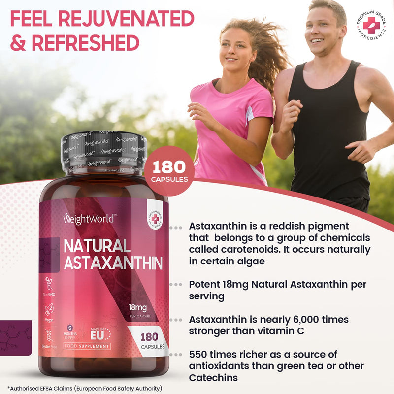 Vegan Astaxanthin High Strength 36mg Per 2 Capsules - 180 Astaxanthin Capsules with Hawaiian Haematococcus Pluvialis Algae - Pure & Natural Astaxanthin - Skin & Immunity Supplement - Allergen Free - BeesActive Australia