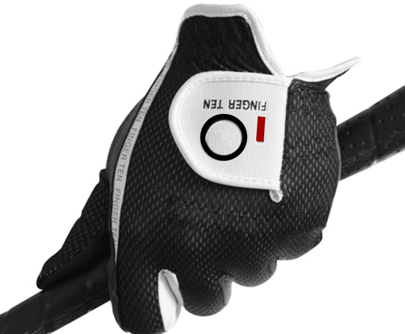 FINGER TEN New Mens RainGrip Hot Wet Weather Comfort Extra Value Left Hand LH and Right Hand RH Durable Golf Gloves Value 6 Pack 23=Small Black Worn on Left Hand(Right-Handed Golfer) - BeesActive Australia