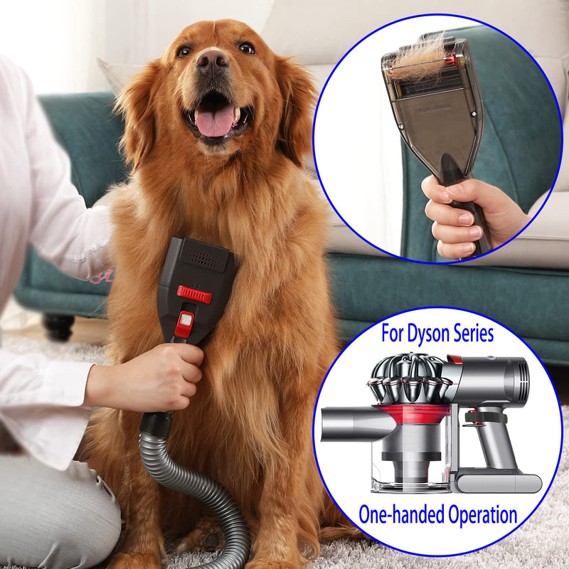 Pet Brush Vacuum Groomer Attachment for Dyson Series V6 V7 V8 V10 V11 V15, Shedding Deshedding Grooming Tool Hair Remover Comb Great for Dogs Cats Fur, plus Extension Hose and Adapter - BeesActive Australia