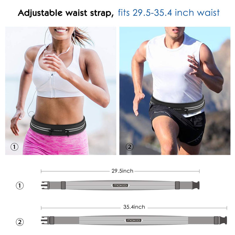 MoKo Sports Running Belt, Outdoor Dual Pouch Sweatproof Reflective Slim Waist Pack, Fitness Workout Belt Fanny Pack Compatible with iPhone 12/12 Pro/12 Mini, iPhone 11 Pro Max/Xs, Galaxy S21 Black - BeesActive Australia