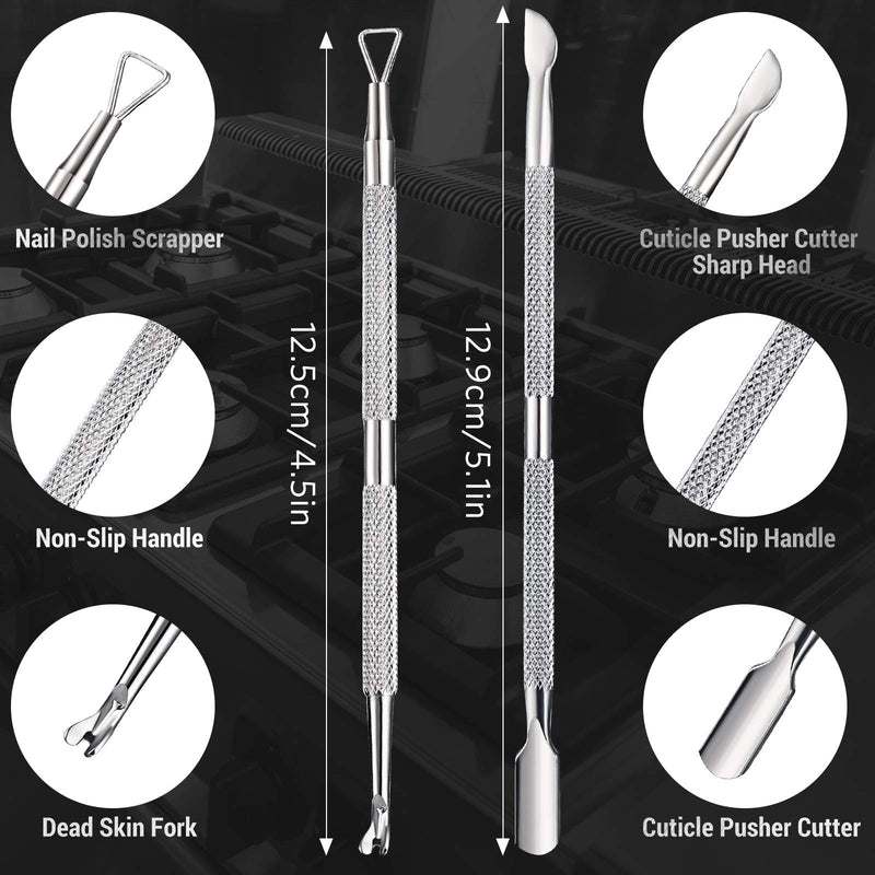 Spring Cuticle Nipper with Cuticle Pusher Cuticle Fork, Easy to Remove Grip and Snip Spiral Shear Dead Skin Remover Triangle Cuticle Nail Pusher Peeler Scraper Pedicure Manicure Tools for Nails - BeesActive Australia